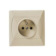 Gniazdka elektryczne - LEDart pojedyncze z uziemieniem beżowe GP-1AZ/01 Akcent Ospel - miniaturka - grafika 1