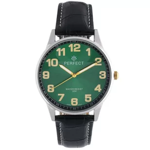 Zegarek Zegarek męski kwarcowy zielony klasyczny skórzany pasek C410 - Zegarki męskie - miniaturka - grafika 1