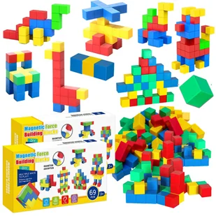 Klocki Magnetyczne KOSTKI 3D Budowlane Konstrukcyjne Kolorowe Magnesy Układanka 138 elementów - Układanki dla dzieci Klocki Magnetyczne KOSTKI 3D Budowlane Konstrukcyjne Kolorowe Magnesy Układanka 138 elementów - Układanki dla dzieci - miniaturka - grafika 1