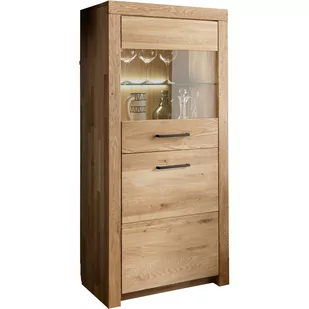 Kredens IV Drewniany z Dębu Olejowanego Prawy WZ-0169-0601 WZ-0169 G+K Meble Niklowany Srebrny - Kredensy - miniaturka - grafika 1