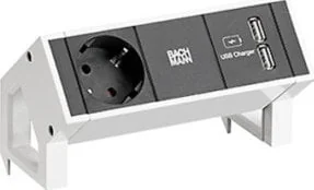 Bachmann BACHMANN DESK2 1xCEE7/3 USB Oplader, Stroom 0,2m GST18 RAL9010 - Gniazdka elektryczne - miniaturka - grafika 1
