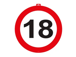 Folat Znak na drzwi "18 Urodziny - Traffic Birthday", FOLAT, 47 cm FL06118 - Gadżety na imprezę - miniaturka - grafika 1