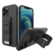 Etui i futerały do telefonów - Hurtel Rope case żelowe etui ze smyczą łańcuszkiem torebka smycz Samsung Galaxy A22 5G czarny - miniaturka - grafika 1