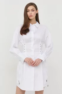 Sukienki - Guess sukienka kolor biały mini rozkloszowana - grafika 1