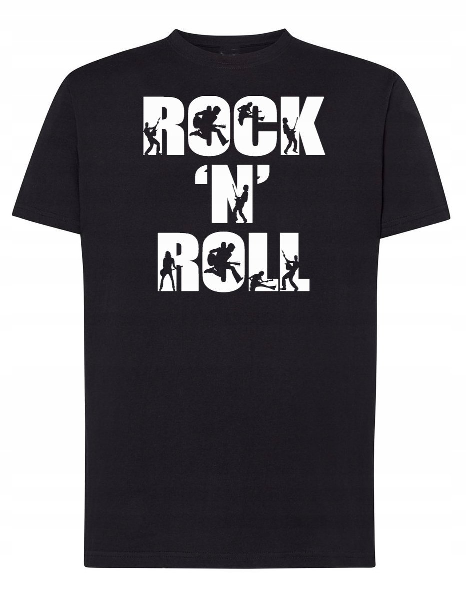 T-Shirt męski nadruk napis Rock'n Roll r.XL