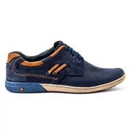Półbuty męskie - Buty męskie skórzane casual 861L granatowe - Komodo - miniaturka - grafika 1