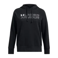 Bluzy damskie - Damska Bluza UNDER ARMOUR RIVAL FLEECE WORDMARK HOODIE 1386512-001 – Czarny - miniaturka - grafika 1