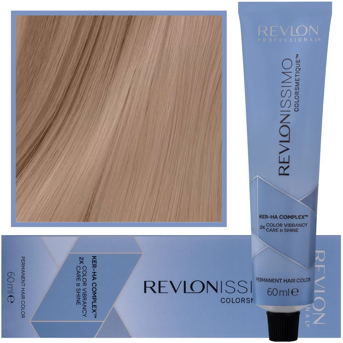REVLON PROFESSIONAL Revlon Professional Revlonissimo Colorsmetique Color&Care permanent Hair Color 7.12, średni blond masa perłowa, 1 opakowanie (1 x 60 ml)