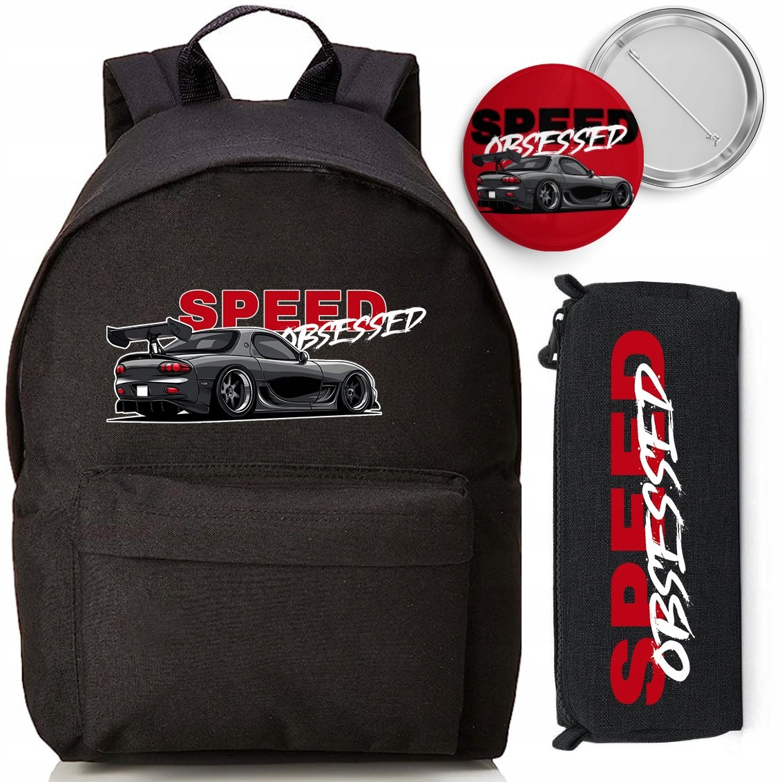 Zestaw Szkolny Plecak Piórnik Pin Obsessed Speed Lekki Modny Do Szkoły
