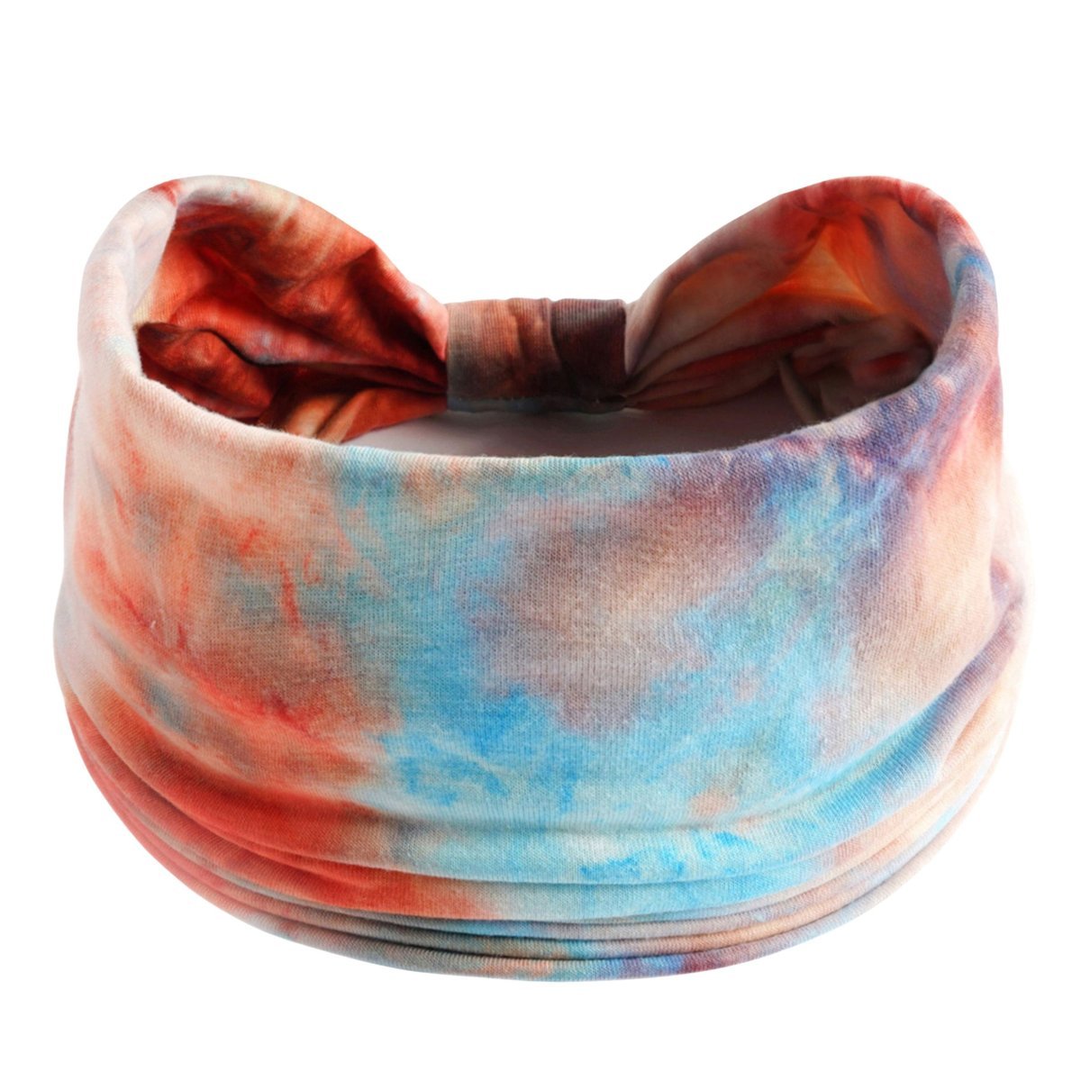 Opaska do Włosów Pomarańczowa Turban na Głowę Szeroka Ombre MIŁA W DOTYKU