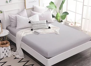 PIRUU Prześcieradło Jersey 200x220 bawełna z gumką JASNY POPIEL PIRUU - Prześcieradła - miniaturka - grafika 1