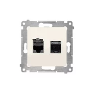 Gniazdka elektryczne - Kontakt Simon Simon 54 Gniazdo komputerowe podwójne 2xRJ45 kat.6 z przesłoną kremowe D62.01/41 WMDK-0620xx-041 0001-00000-37889 [4349816] - miniaturka - grafika 1