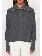 Swetry damskie - trendyol Kardigan w kolorze szarym - miniaturka - grafika 1