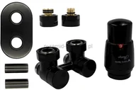 Zawory i kraniki - Varioterm Zawór odcinający kątowy Premium Exclusive All In One z głowicą termo - czarny mat PEX - alu-pex APREGS0224C/FK(PEX) - miniaturka - grafika 1