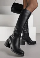 Kozaki damskie - Czarne Kozaki VICES na Słupku ze Skóry Naturalnej Fezenna - miniaturka - grafika 1