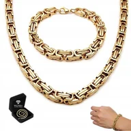 Bransoletki - ŁAŃCUSZEK Złoty BRANSOLETKA ZESTAW Królewski Bizantyjski Łańcuch - miniaturka - grafika 1