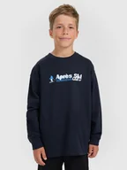 Koszulki dla chłopców - 4F Longsleeve regular z nadrukiem chłopięcy - granatowy 158 (12-13 lat) - miniaturka - grafika 1