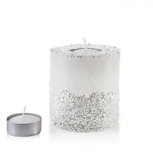 Lumarko Świeca Lampion Walec 120x120 Diament Bia - Świece - miniaturka - grafika 1