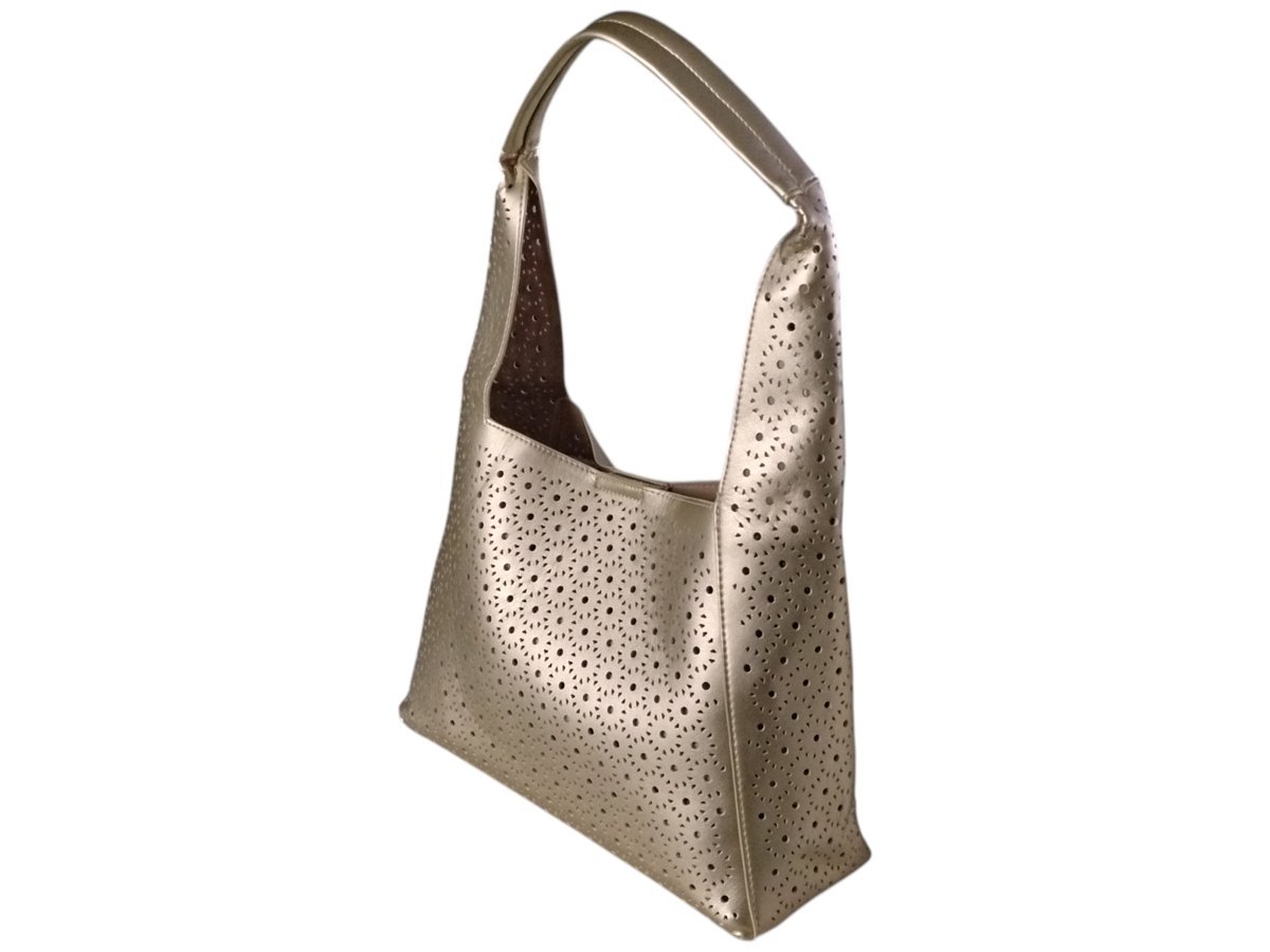 Torba Shopper Na Ramię + Mała Torebka Damska Listonoszka, Miejska, Złoty