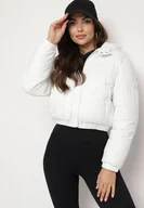 Kurtki damskie - Biała Kurtka Pikowana o Krótkim Fasonie z Kapturem Tinthella - miniaturka - grafika 1