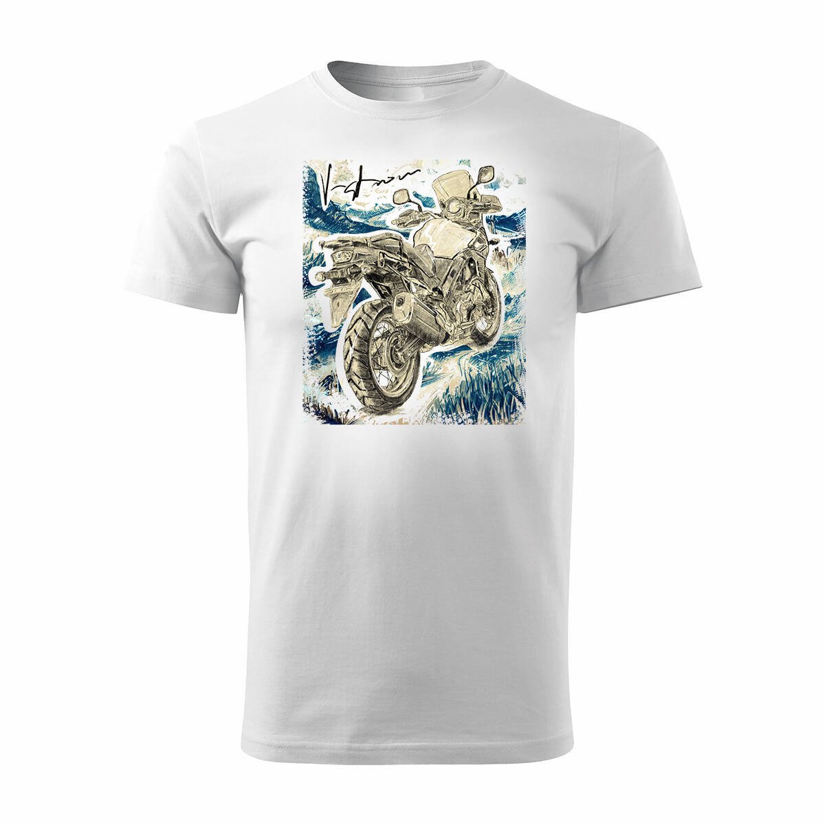 Koszulka Z Motocyklem Na Motor Suzuki V-Strom Vstrom Dl 650 Xt Męska Biała Regular-Xxl