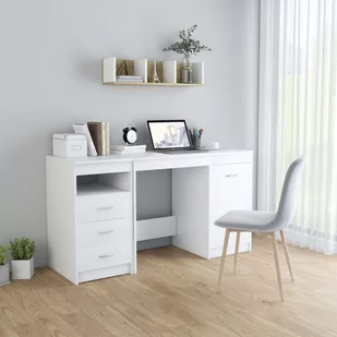 vidaXL Biurko vidaXL Biurko białe 140x50x76 cm płyta wiórowa 3054780 - Biurka - miniaturka - grafika 1