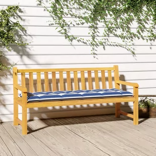 vidaXL Poduszka na ławkę, biało-niebieskie paski, 150x50x7 cm, tkanina - Poduszki na krzesła - miniaturka - grafika 1