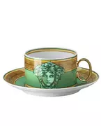 Filiżanki - ROSENTHAL Złoto-zielona filiżanka do herbaty Medusa Green Coin - miniaturka - grafika 1