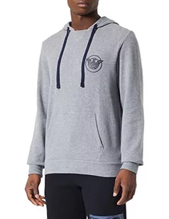 Emporio Armani Męska bluza z kapturem Comfort Stretch Terry, ciemnoszary melanż, XL - Bluzy męskie - miniaturka - grafika 1