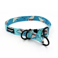 Obroże dla psów - Obroża półzaciskowa Shark szeroka na 2,5 cm, dla średnich i większych psów, czarne dodatki-L/XL - miniaturka - grafika 1