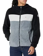 Kurtki męskie - Tommy Hilfiger Męska kurtka polarowa z kapturem, Czarny/lodowy/jasnoszary, L - miniaturka - grafika 1