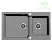 Zlewozmywaki - Laveo Milos - zlewozmywak 2-komorowy Szary - miniaturka - grafika 1