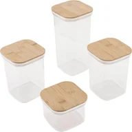 Herbata - Słoiki do przechowywania żywności Plastikowe pojemniki hermetyczne z pokrywkami Bambusoideae Kwadratowe przezroczyste kanistry kuchenne na ziarno Orzechy Herbata 1Pc 2000ml 2Pc 1300ml 3Pc 600ml - miniaturka - grafika 1