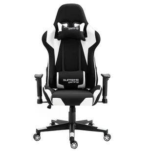 Fotel Gamingowy z tkaniny - PlayMaker Black/White - Fotele gamingowe - miniaturka - grafika 1