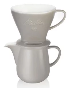 MELITTA Melitta zestaw Porcelanowy Drip 1X4 + dzbanek 0,6l Szary - Dzbanki i imbryki - miniaturka - grafika 1