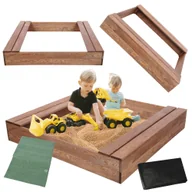 Place zabaw - Piaskownica impregnowana 120x120 z ławeczkami AGRO PLANDEKA eko drewno - miniaturka - grafika 1