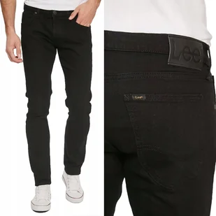 Lee LUKE SLIM Black Rinse MOCNO ZWĘŻANE CZARNE SPODNIE JEANSOWE W34 L30 - Spodnie męskie - miniaturka - grafika 1
