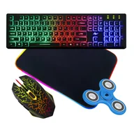 Zestawy myszka + klawiatura - Zestaw gamingowy klawiatura ART SLIM AK-20 podświetlana mysz mata RGB - miniaturka - grafika 1
