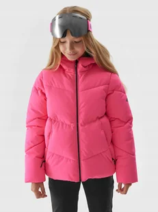 Kurtka narciarska dziecięca 4F F293 hot pink neon 128 - Kurtki narciarskie - miniaturka - grafika 1