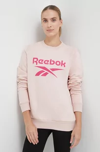 Reebok bluza damska kolor różowy z nadrukiem - Bluzy damskie - miniaturka - grafika 1