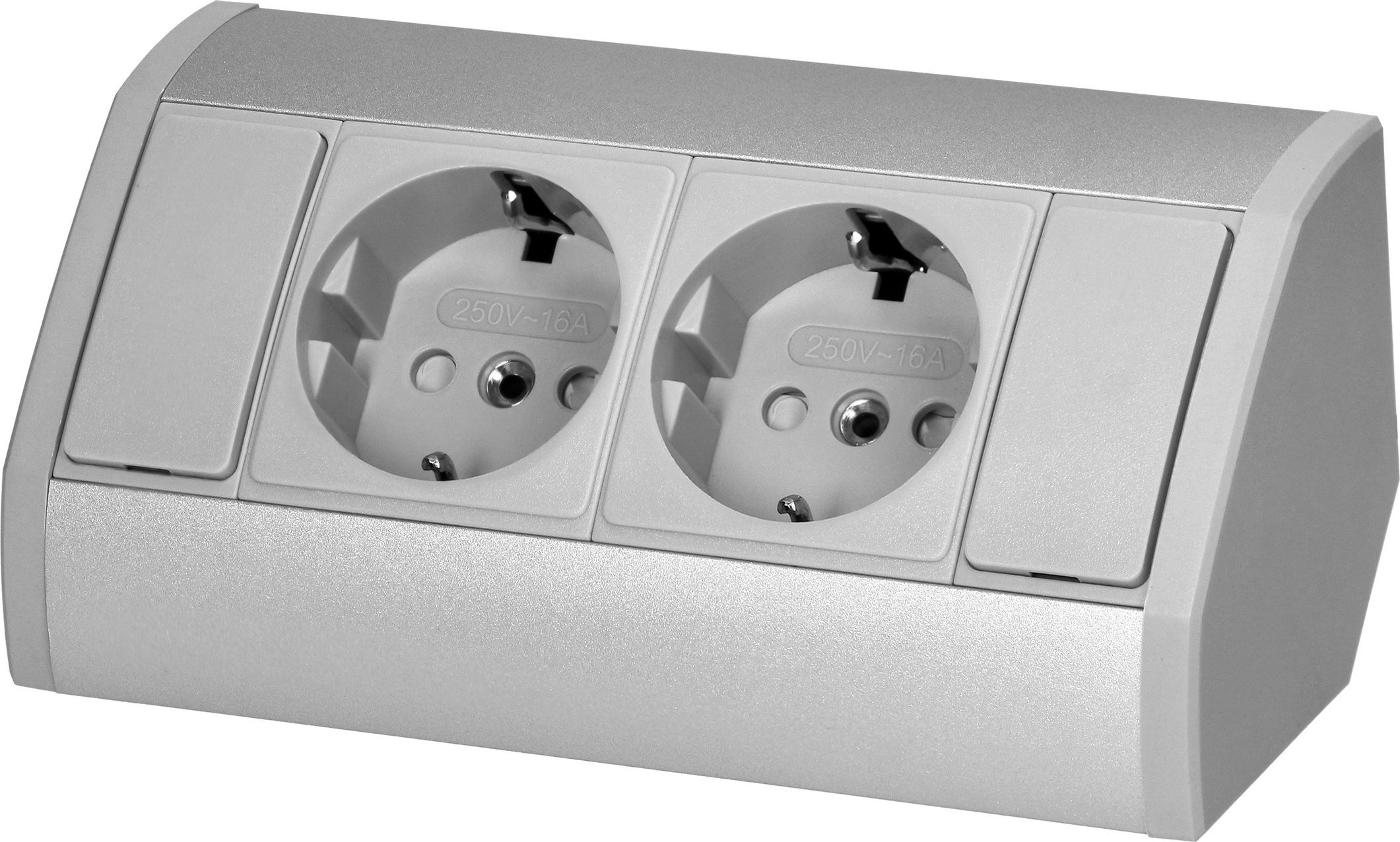 Orno Gniazdo meblowe 2x2P+Z Schuko, szaro-srebrne