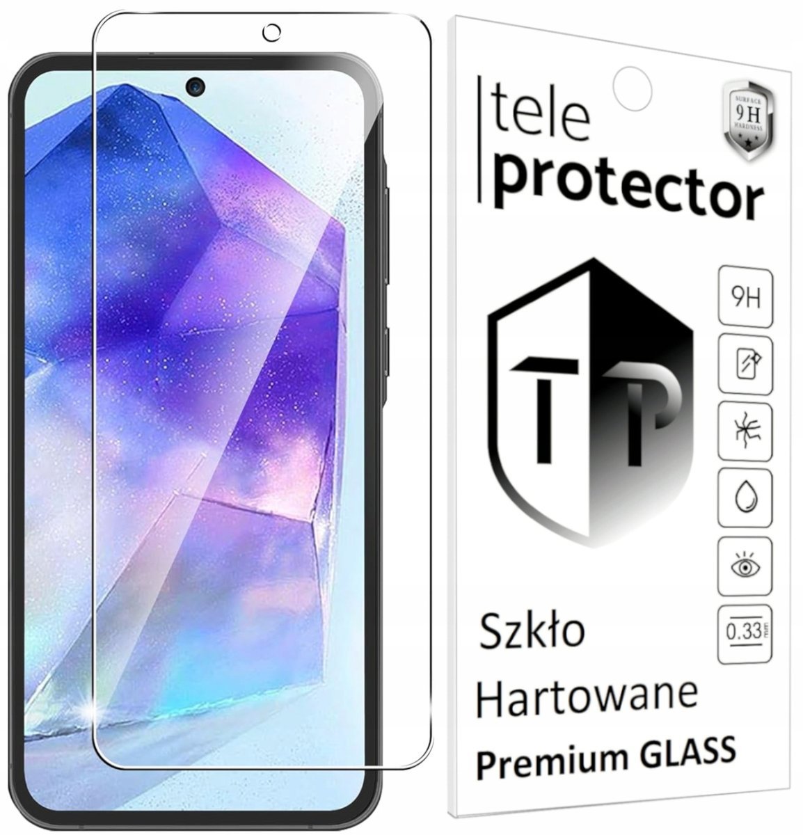 SZKŁO HARTOWANE TeleProtector SZYBKA 9H z OTWOREM do SAMSUNG A55 5G / A35