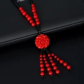 Inne - TEMU Kwiatowy wisiorek z czerwonym kwiatem przynosi szczęście i jest odpowiedni prezent dla obu mężczyzn i kobiet. - miniaturka - grafika 1