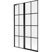 Parawany nawannowe - Mexen Mist L parawan nawannowy 2-skrzydłowy lewy 110 x 150 cm, czarna kratka, czarny - 8A9L-110-011-70-77-L - miniaturka - grafika 1