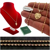 Naszyjniki - Złoty Naszyjnik Damski Ze Stali Chirurgicznej 60 Cm Prezent Dla Mamy, Babci - miniaturka - grafika 1