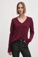 Swetry damskie - Tommy Hilfiger sweter wełniany damski kolor bordowy lekki WW0WW43505 - miniaturka - grafika 1