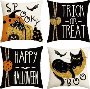 Zabawne Ozdobne Dekoracyjne Poszewki 4 sztuki na Poduszki z Kotem 45x45cm - Poszewki na poduszki - miniaturka - grafika 1