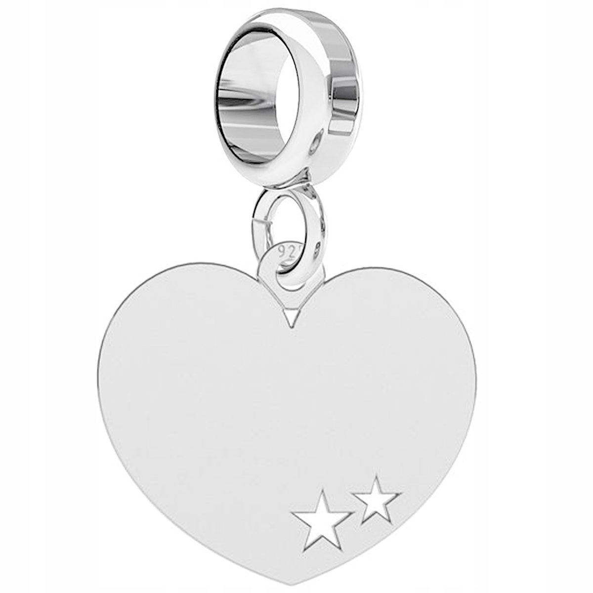 Charms Srebrny Serce Gwiazdki Blaszka z Sercem Gwiazdami Heart SREBRO 925