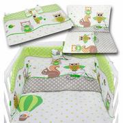 Pościel dla dzieci - Sowy na rowerach zielone - bawełniana pościel dziecięca do łóżeczka - 120x90 - miniaturka - grafika 1