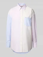 Bluzki damskie - Bluzka o kroju oversized z kieszenią na piersi - miniaturka - grafika 1